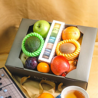 cny mini fruit gift box with macarons