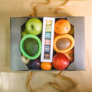 cny mini fruit gift box with macarons