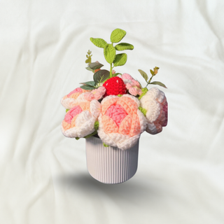 Crochet Bloom Vase, Blush
