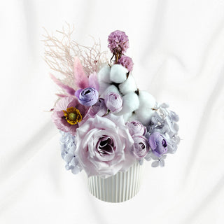 Everlasting Cotton Vase, Lavender